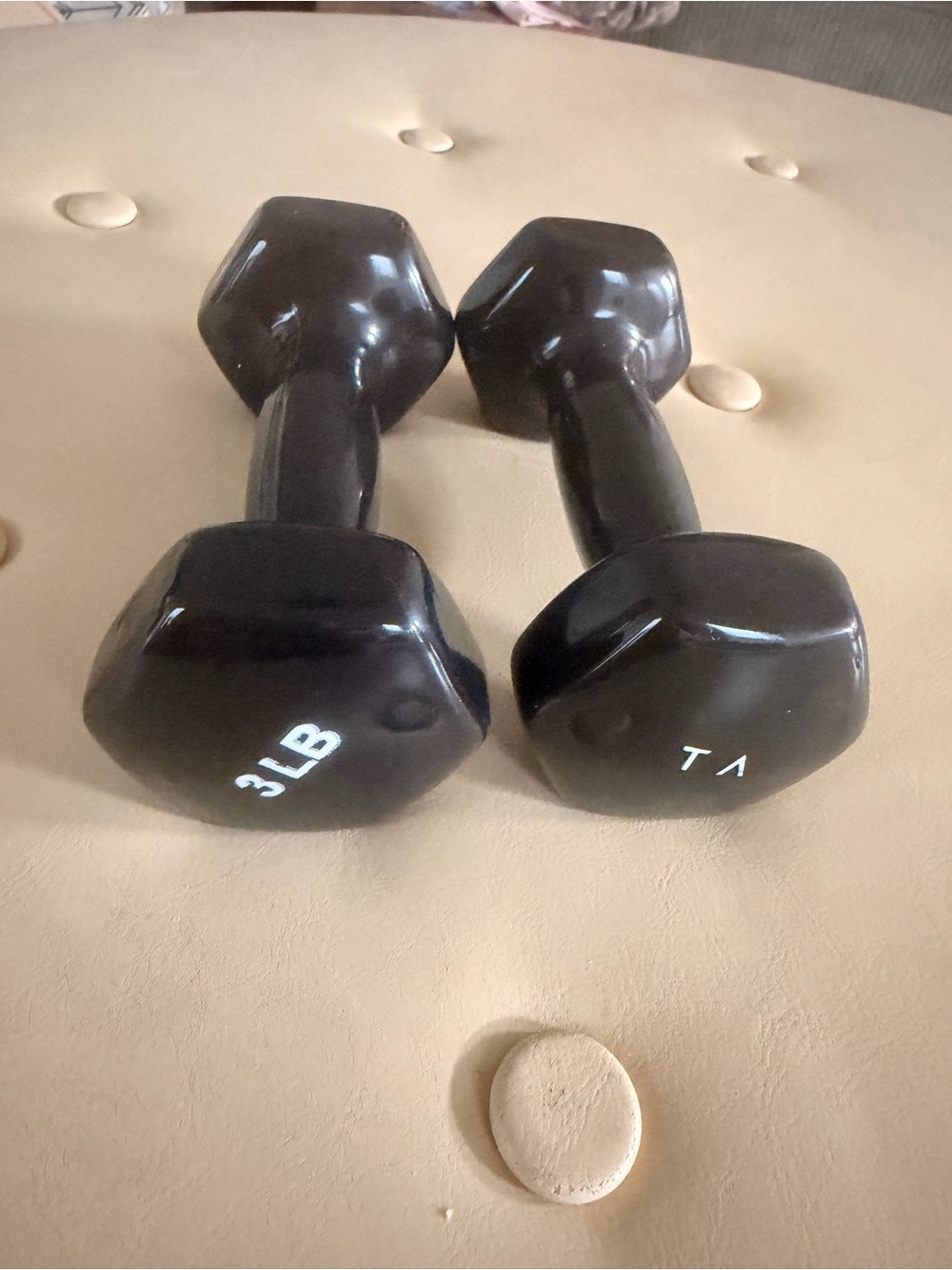 Tracy Anderson Pair of 3 lb Hex Vinyl Dumbbells - Black